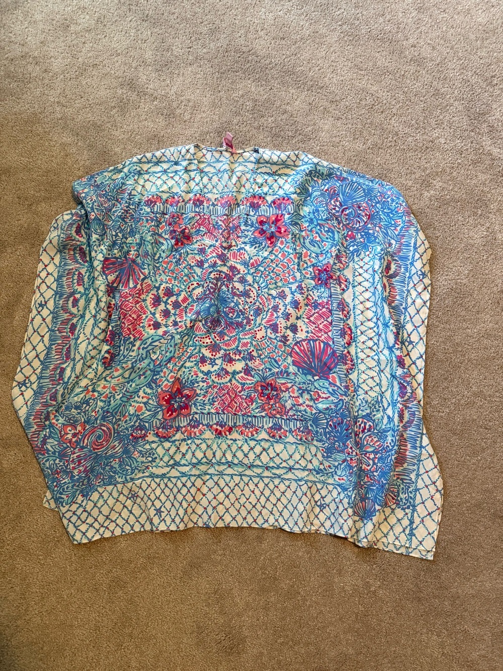 Lilly Pulitzer Blue Pink Floral Swim Cover-Up